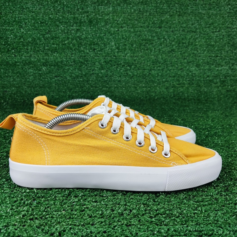 Love83 Sneakers Womens 6 Yellow Canvas Low Top Lace Up Casual Comfort Shoes